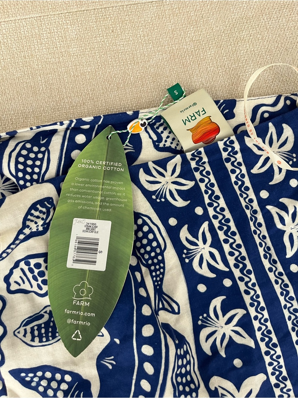 Farm Rio Women’s Blue & White Wrap Mini Skirt - Picture 6 of 6